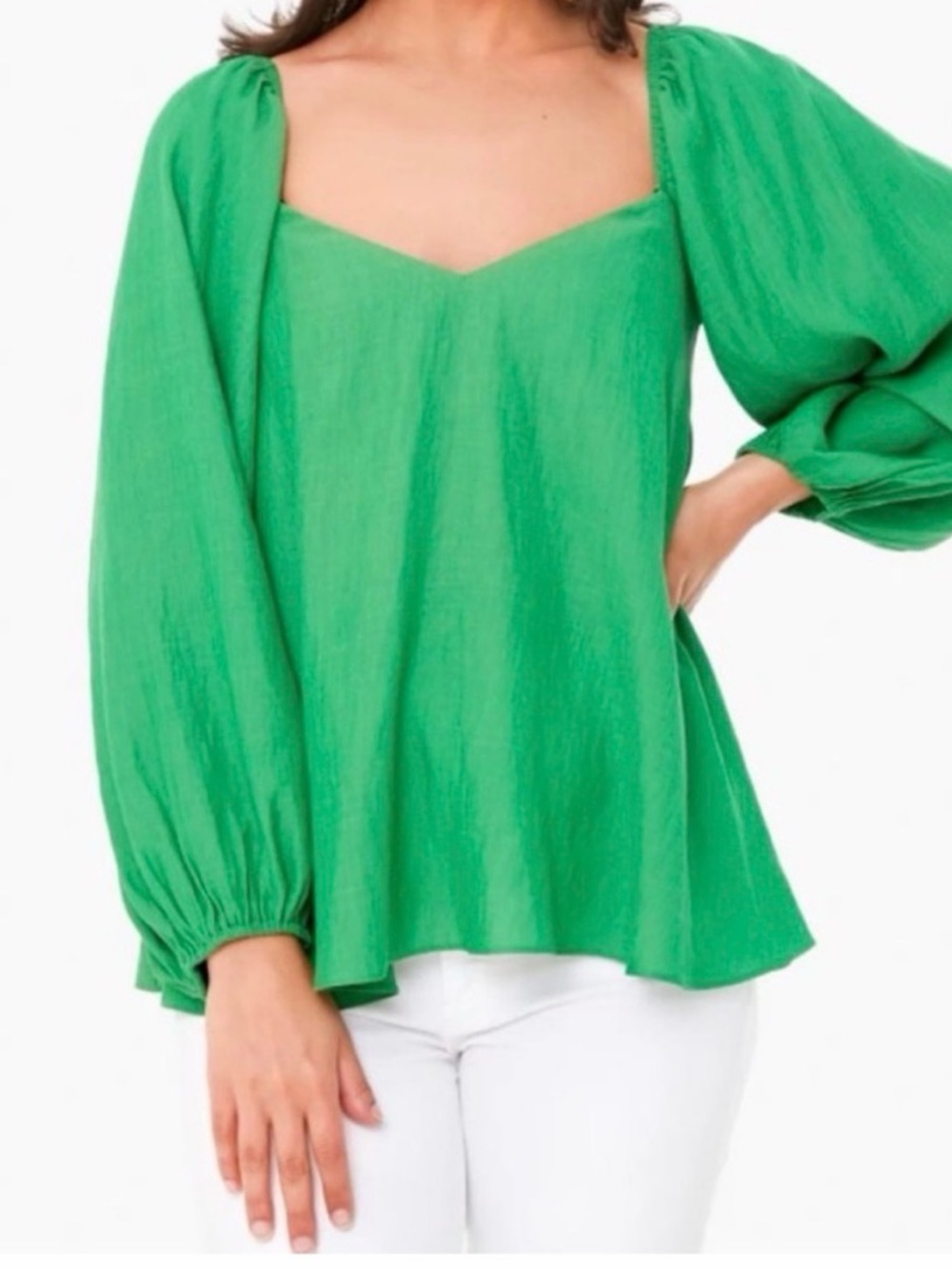 Pomander Place Pippa Green Puff Sleeve Blouse Tuckernuck Size M